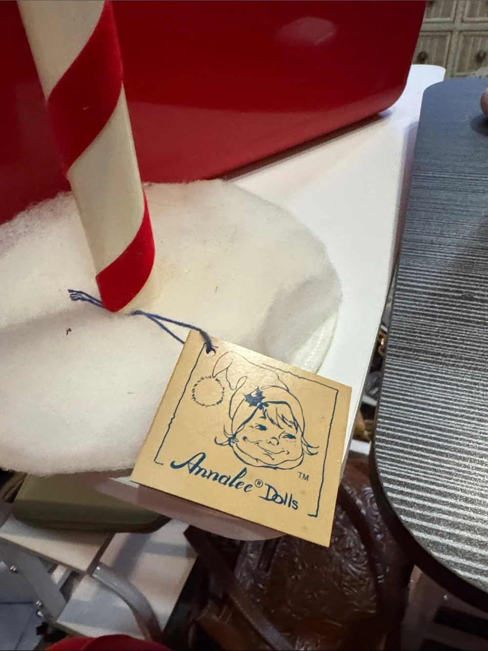 North Pole Candy Cane Sign with Carolee Mouse Holiday Decor - Red and White
